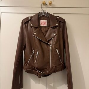 Levi's Dark Brown Leather Jacket with Silver Details